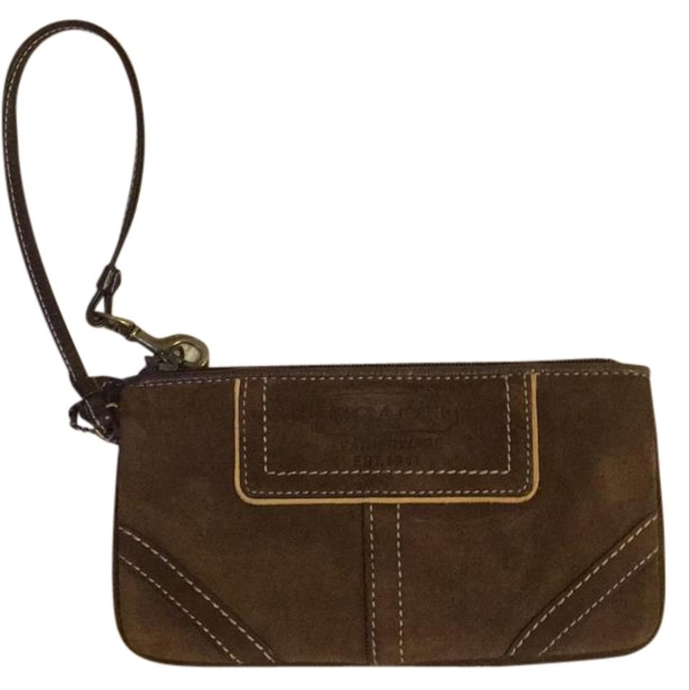 Coach Kenia Brown Suede Wristlet